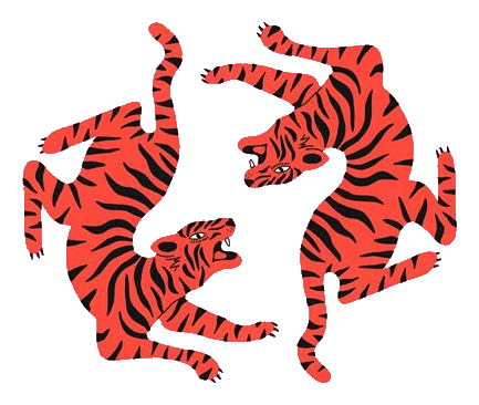 Two tigers in a circular dance